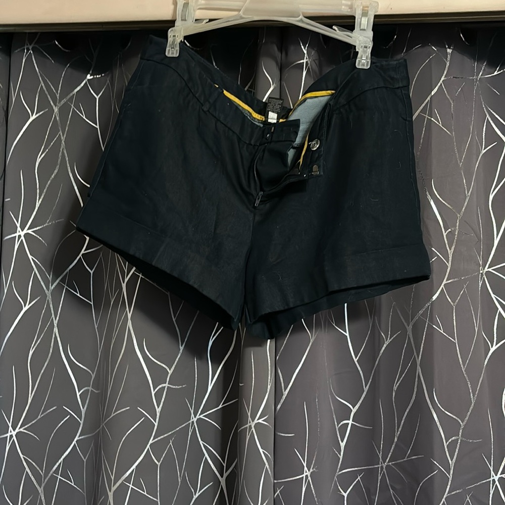 Navy blue shorts with cuff at bottom